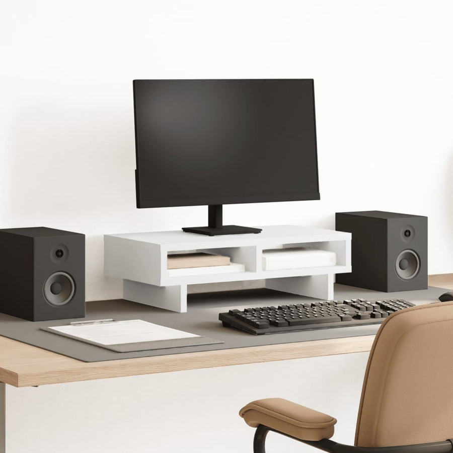 Monitorstandaard 50x27x15 cm bewerkt hout wit