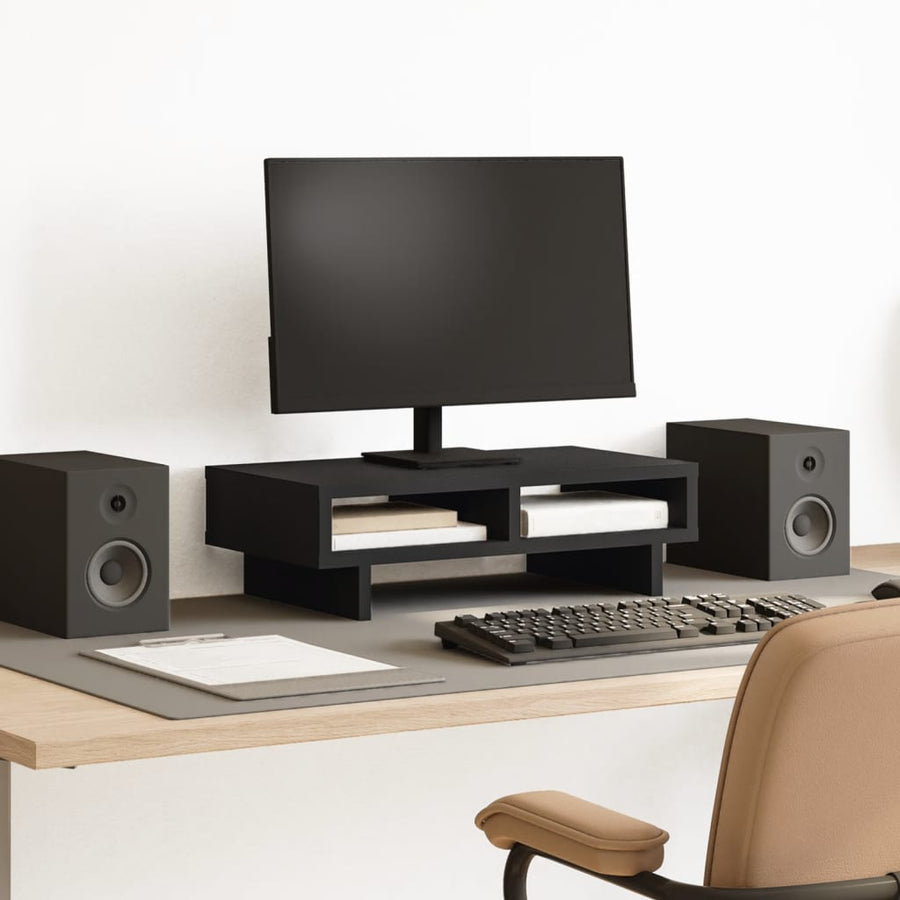 Monitorstandaard 50x27x15 cm bewerkt hout zwart