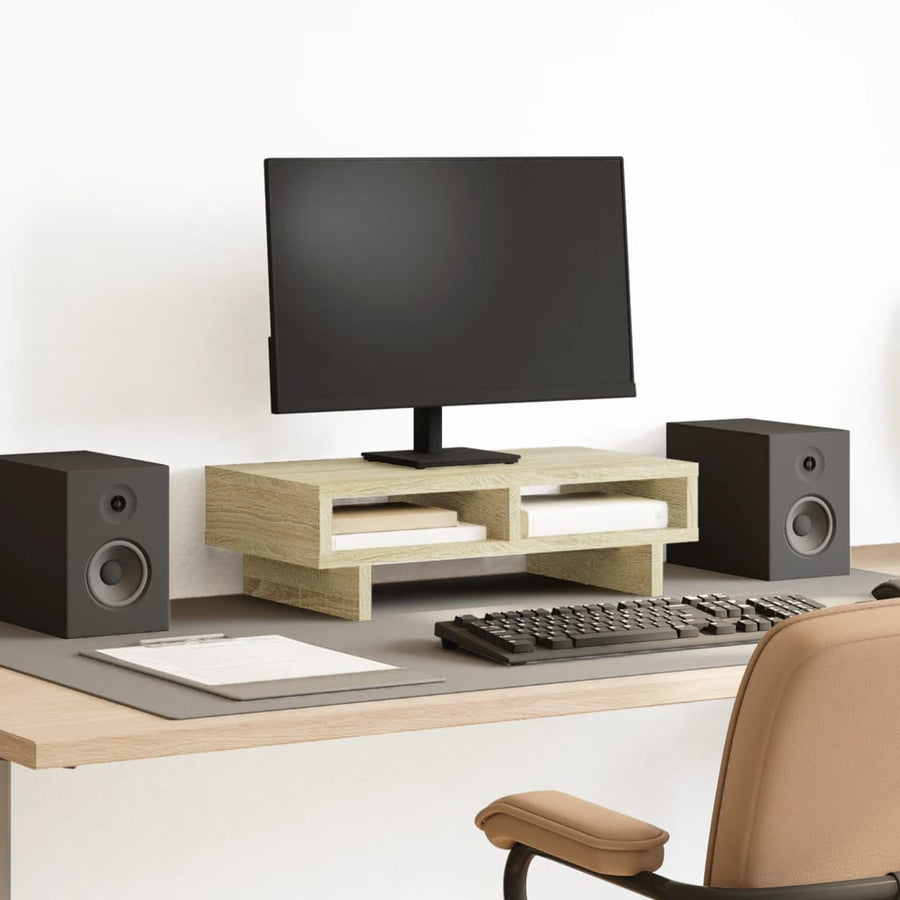 Monitorstandaard 50x27x15 cm bewerkt hout sonoma eikenkleurig