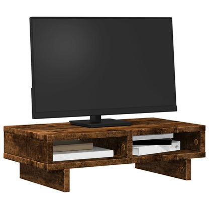 Monitorstandaard 50x27x15 cm bewerkt hout gerookt eikenkleurig