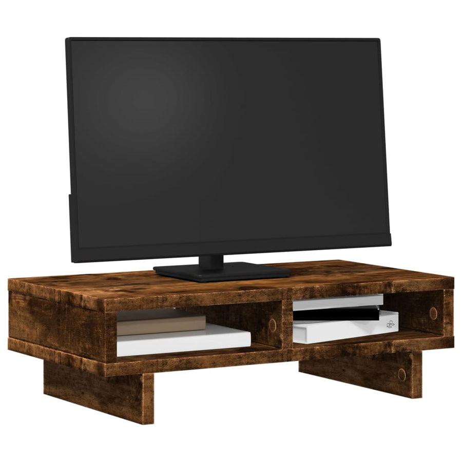 Monitorstandaard 50x27x15 cm bewerkt hout gerookt eikenkleurig