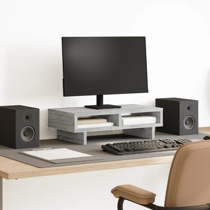 Monitorstandaard 50x27x15 cm bewerkt hout grijs sonoma eiken
