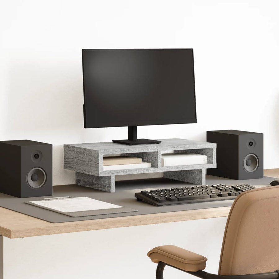 Monitorstandaard 50x27x15 cm bewerkt hout grijs sonoma eiken