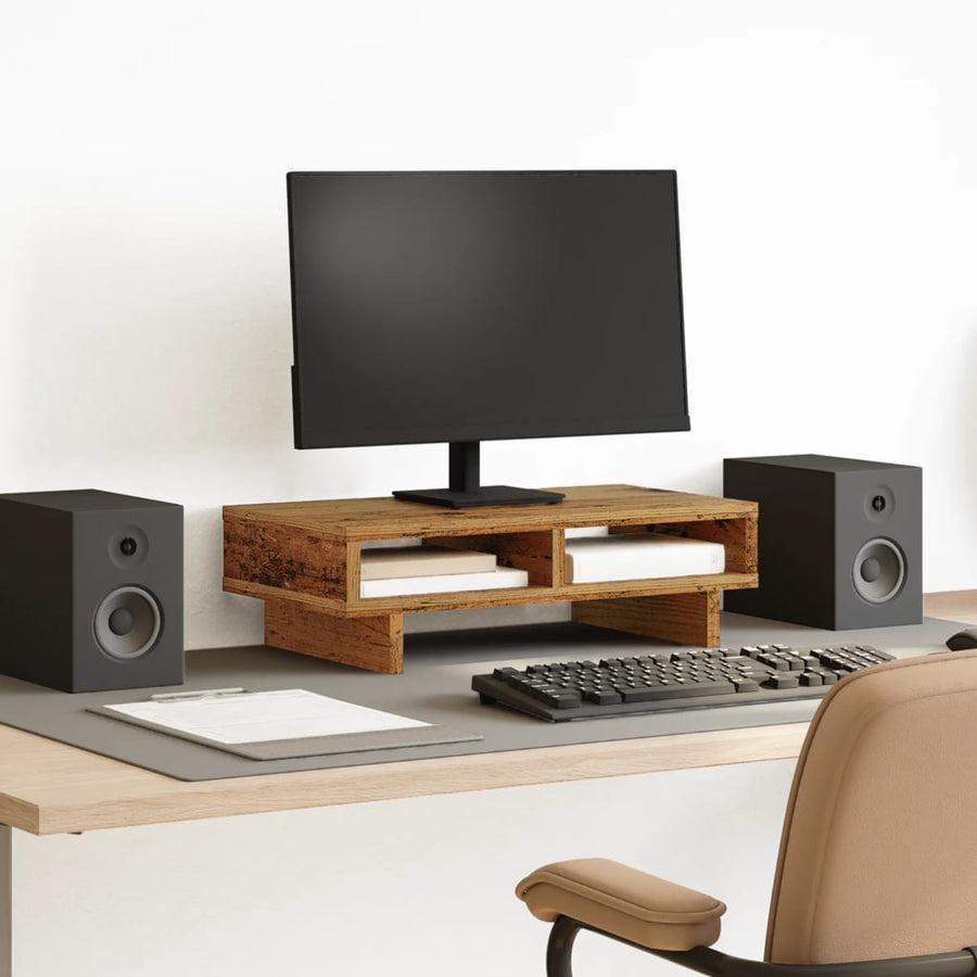 Monitorstandaard Bewerkt Hout Kleurig 50 x 27 x 15 cm Oud hout