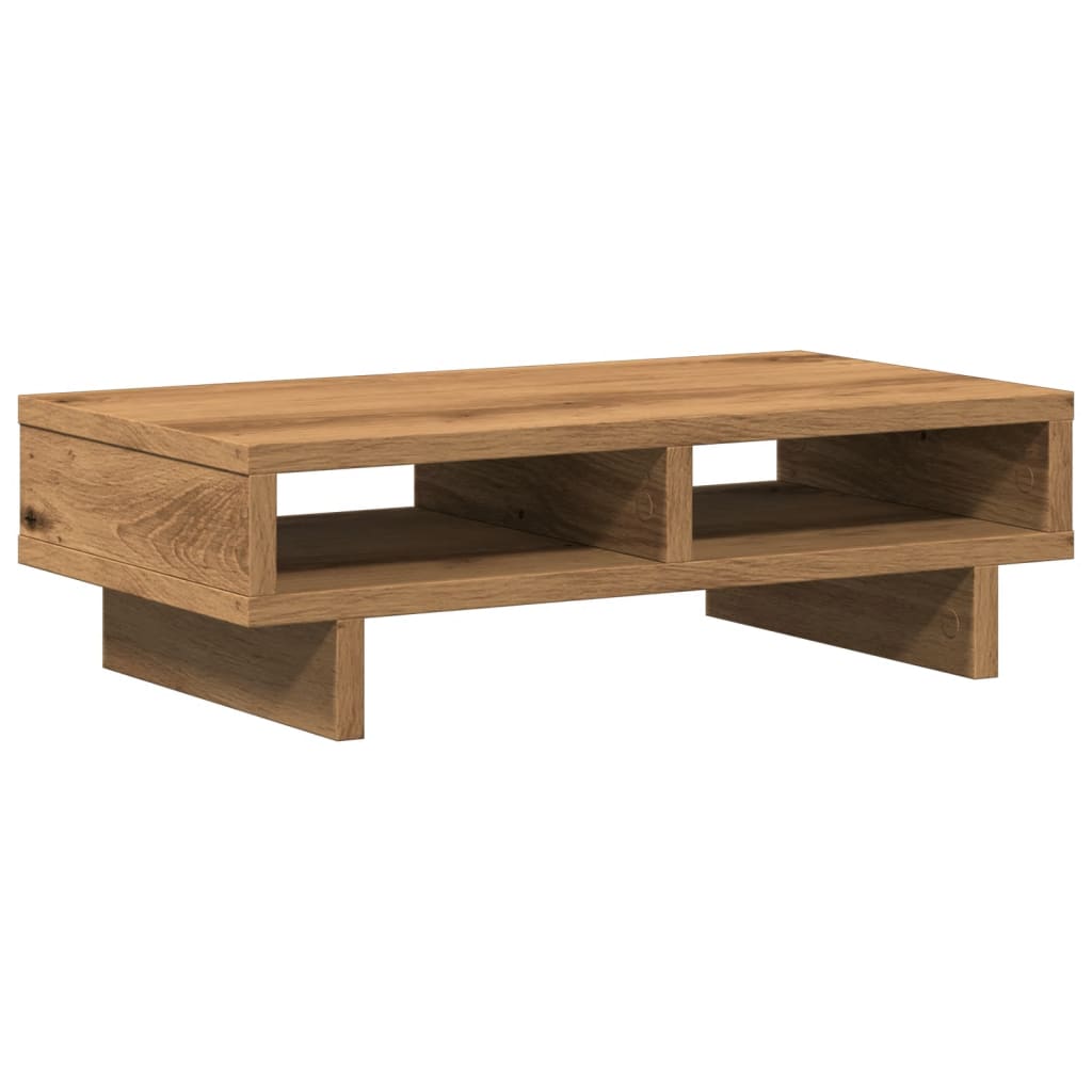 Monitorstandaard 50x27x15 cm bewerkt hout artisanaal eikenkleur