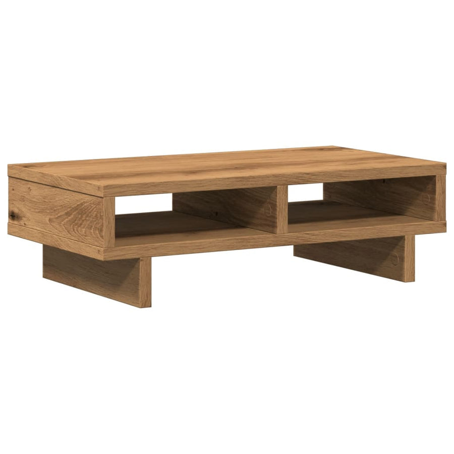 Monitorstandaard 50x27x15 cm bewerkt hout artisanaal eikenkleur