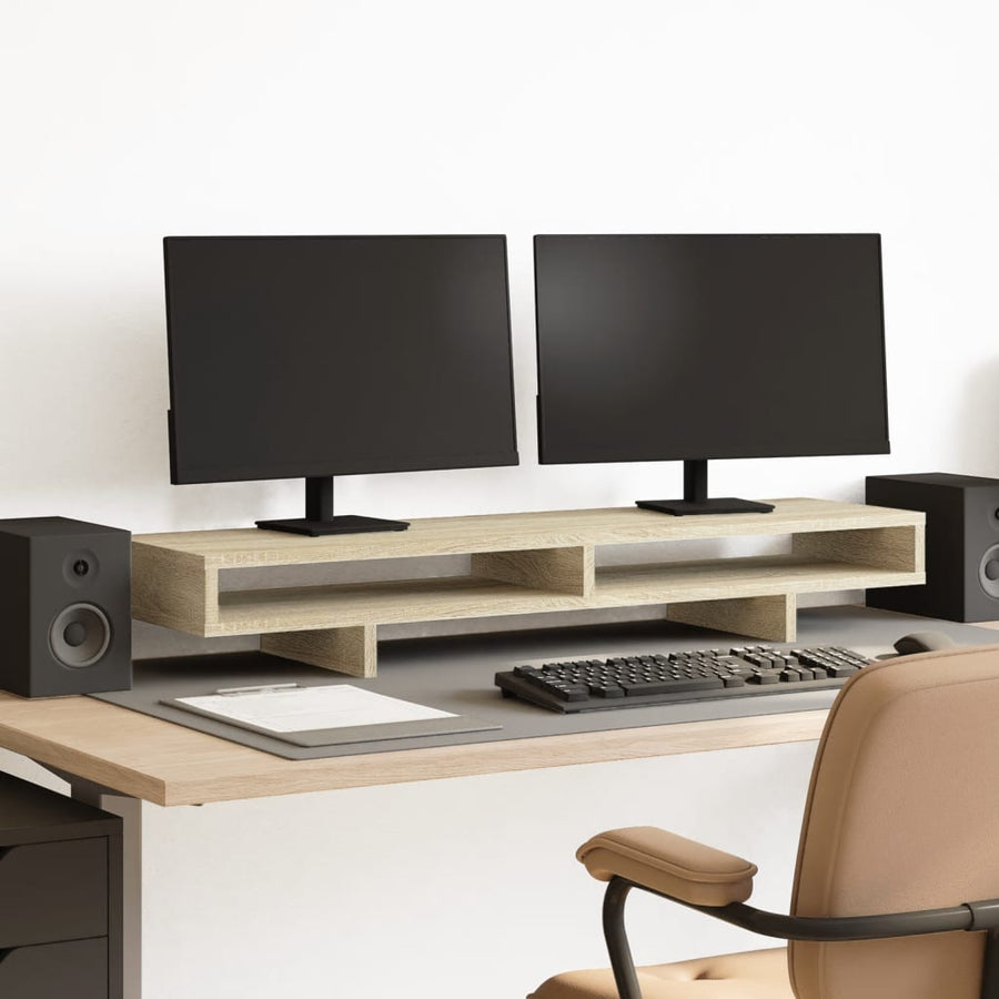 Monitorstandaard 100x27x15 cm bewerkt hout sonoma eikenkleurig
