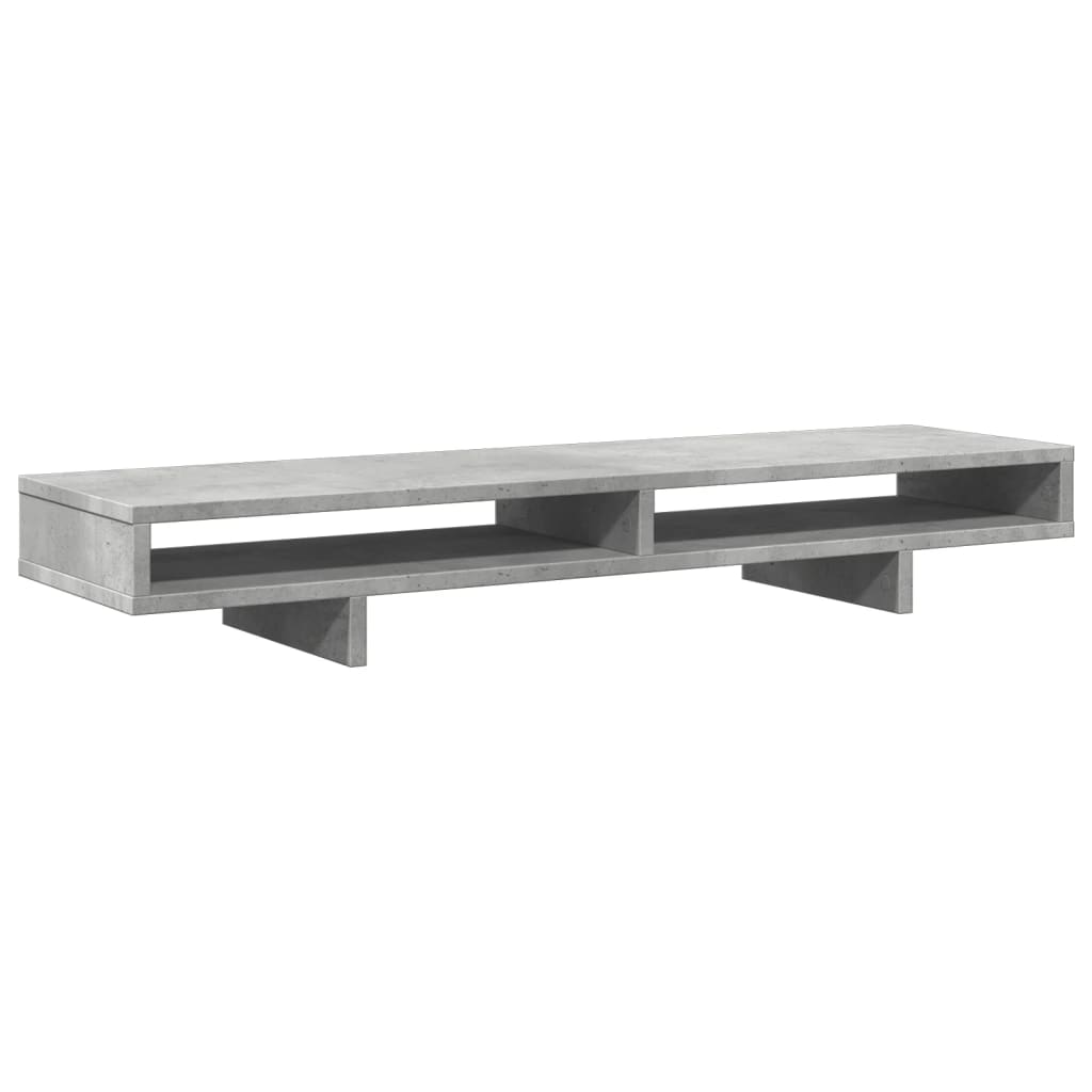 Monitorstandaard 100x27x15 cm bewerkt hout betongrijs