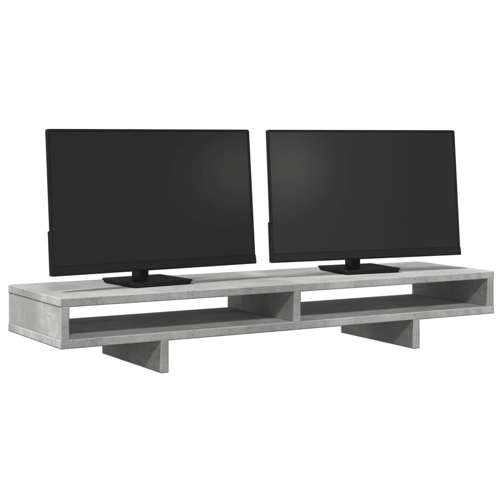 Monitorstandaard 100x27x15 cm bewerkt hout betongrijs