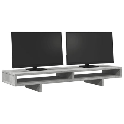 Monitorstandaard 100x27x15 cm bewerkt hout betongrijs