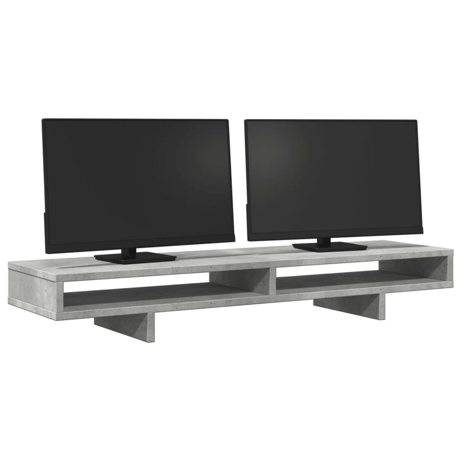 Monitorstandaard 100x27x15 cm bewerkt hout betongrijs