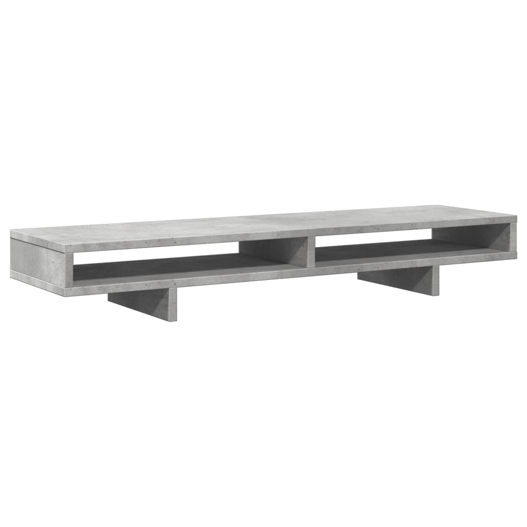 Monitorstandaard 100x27x15 cm bewerkt hout betongrijs