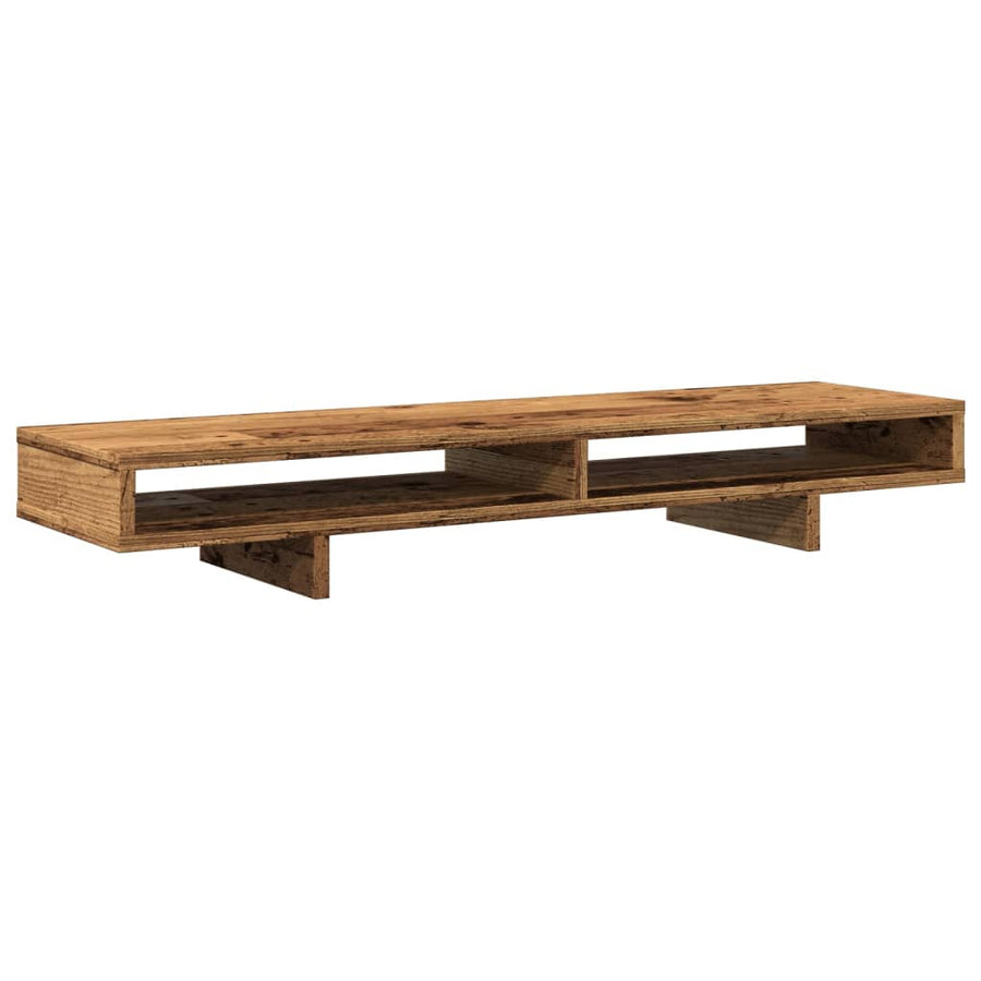Monitorstandaard 100x27x15 cm bewerkt hout oud houtkleurig