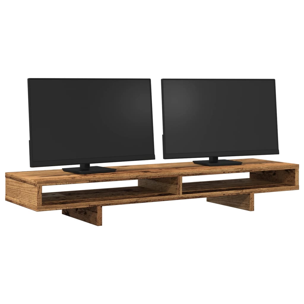 Monitorstandaard 100x27x15 cm bewerkt hout oud houtkleurig