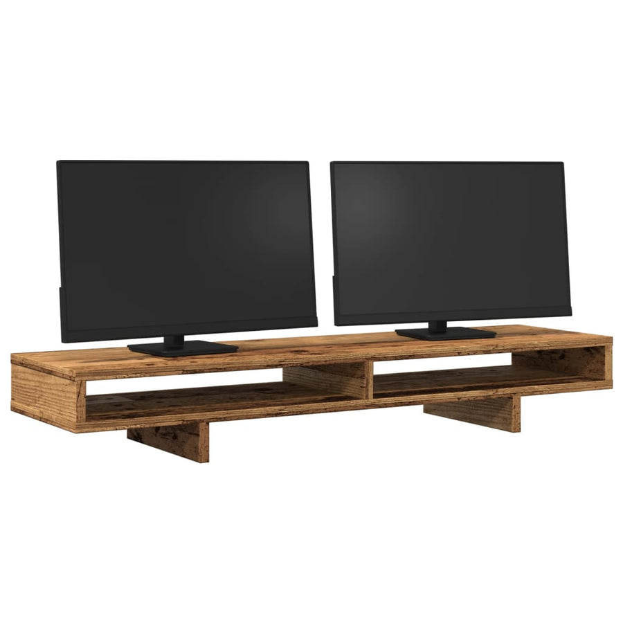 Monitorstandaard 100x27x15 cm bewerkt hout oud houtkleurig