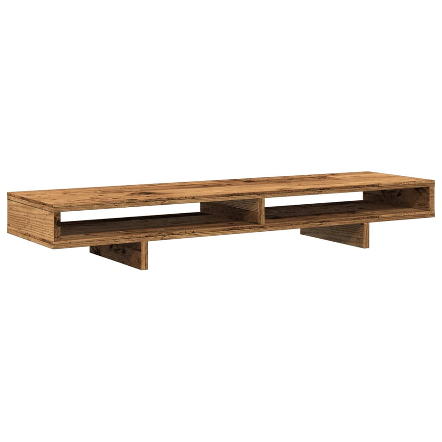 Monitorstandaard 100x27x15 cm bewerkt hout oud houtkleurig