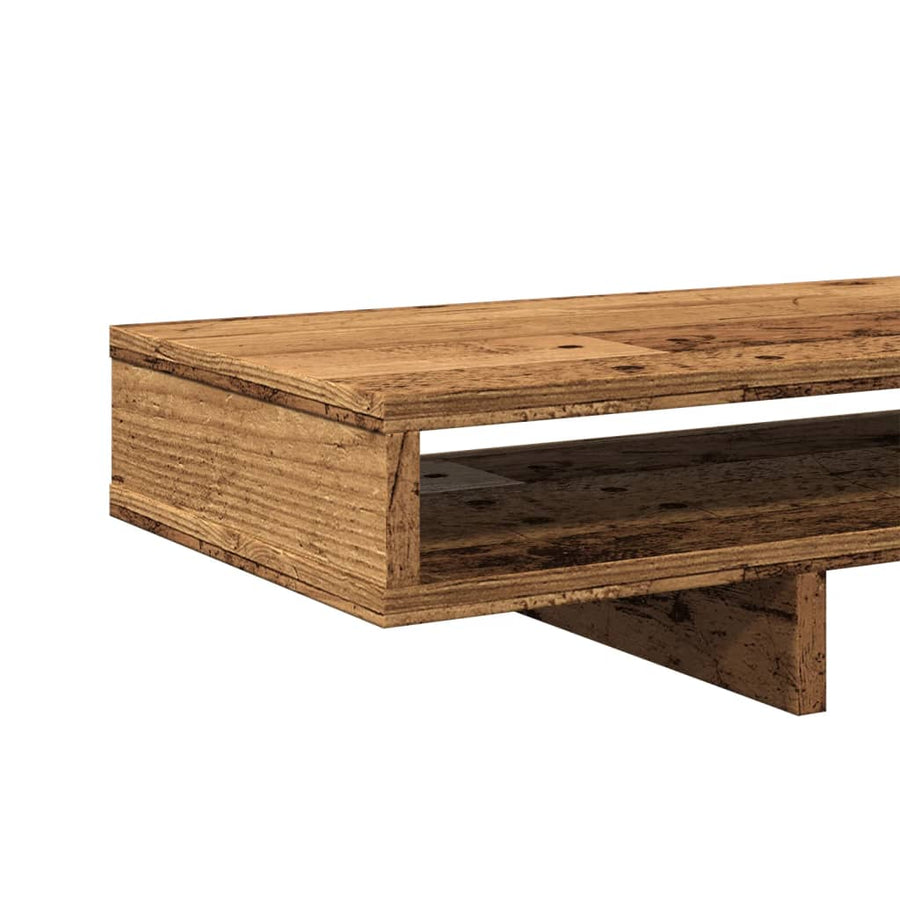 Monitorstandaard 100x27x15 cm bewerkt hout oud houtkleurig