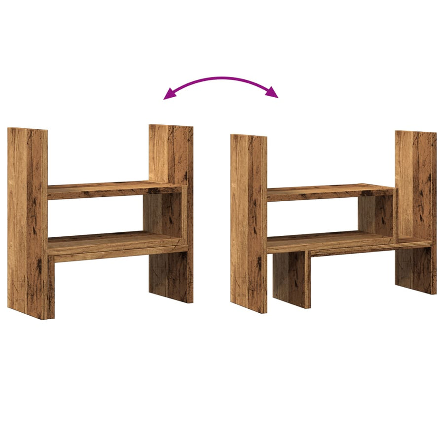 Bureau organiser 40x17x41 cm bewerkt hout oud houtkleurig