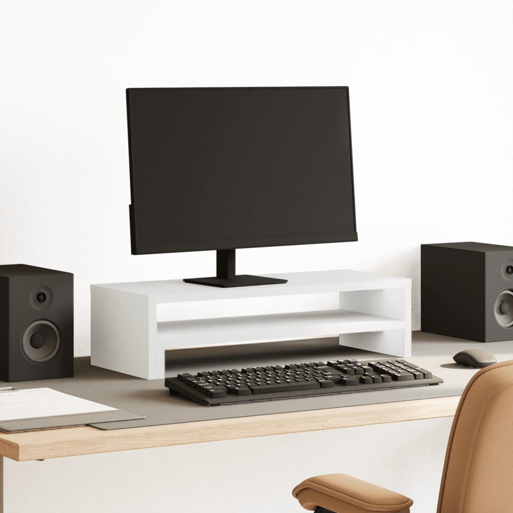 Monitorstandaard 54x22x15 cm bewerkt hout wit