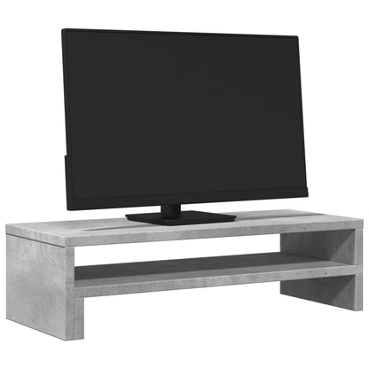 Monitorstandaard 54x22x15 cm bewerkt hout betongrijs