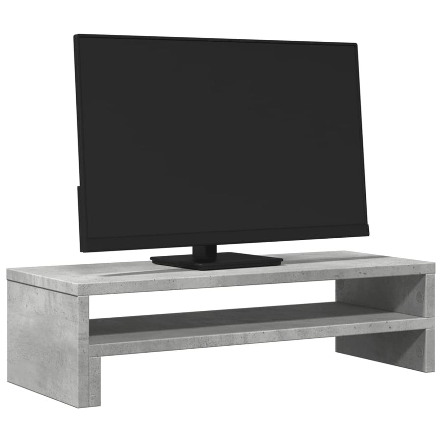 Monitorstandaard 54x22x15 cm bewerkt hout betongrijs