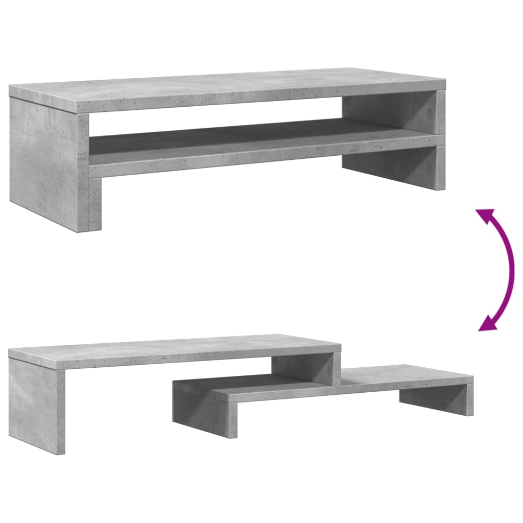 Monitorstandaard 54x22x15 cm bewerkt hout betongrijs