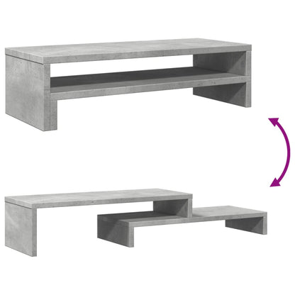 Monitorstandaard 54x22x15 cm bewerkt hout betongrijs