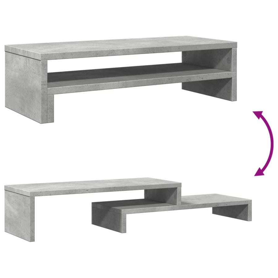 Monitorstandaard 54x22x15 cm bewerkt hout betongrijs