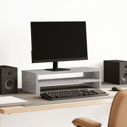 Monitorstandaard 54x22x15 cm bewerkt hout betongrijs