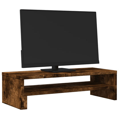 Monitorstandaard 54x22x15 cm bewerkt hout gerookt eikenkleurig