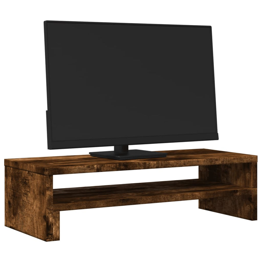 Monitorstandaard 54x22x15 cm bewerkt hout gerookt eikenkleurig