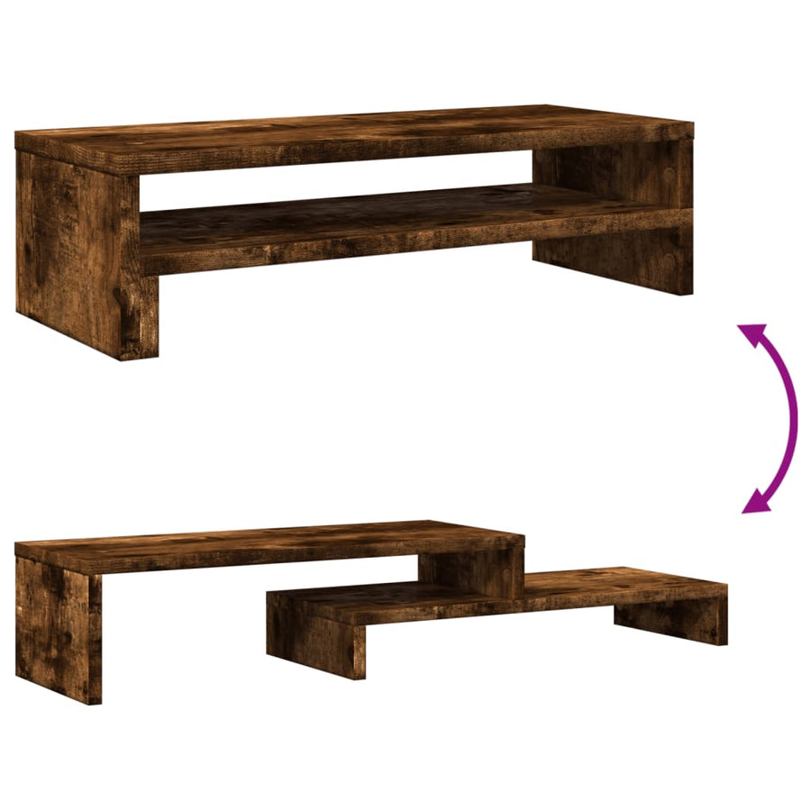 Monitorstandaard 54x22x15 cm bewerkt hout gerookt eikenkleurig