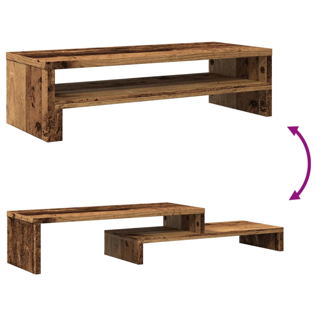 Monitorstandaard 54x22x15 cm bewerkt hout oud houtkleurig