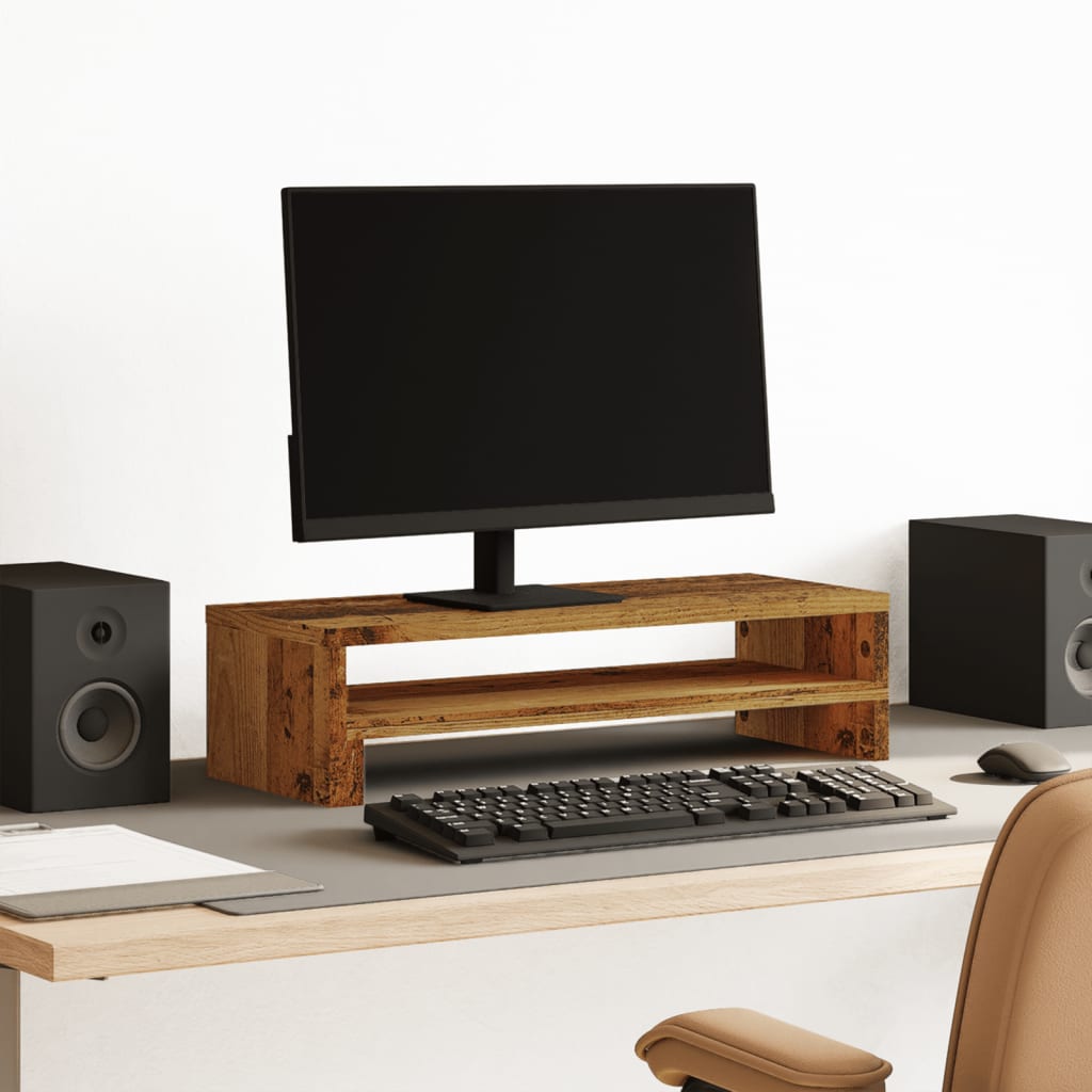 Monitorstandaard 54x22x15 cm bewerkt hout oud houtkleurig