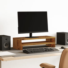 Monitorstandaard 54x22x15 cm bewerkt hout oud houtkleurig