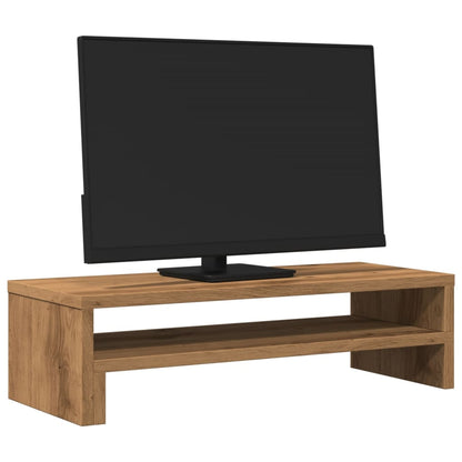Monitorstandaard 54x22x15 cm bewerkt hout artisanaal eikenkleur