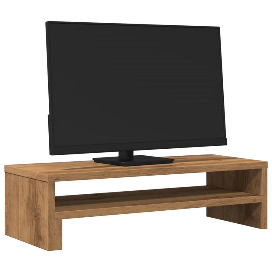 Monitorstandaard 54x22x15 cm bewerkt hout artisanaal eikenkleur