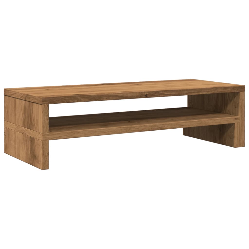 Monitorstandaard 54x22x15 cm bewerkt hout artisanaal eikenkleur