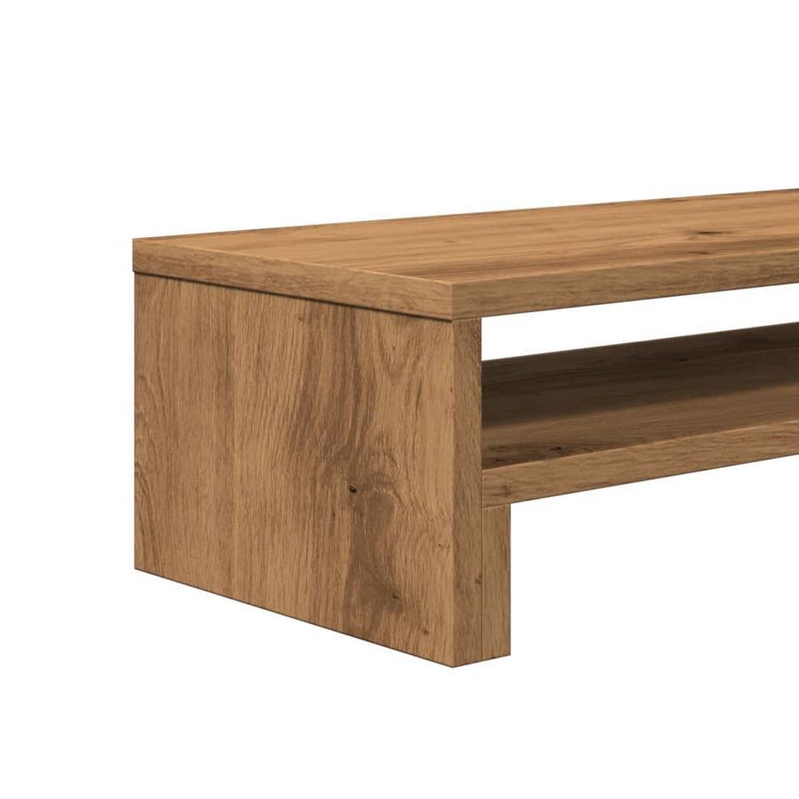 Monitorstandaard 54x22x15 cm bewerkt hout artisanaal eikenkleur