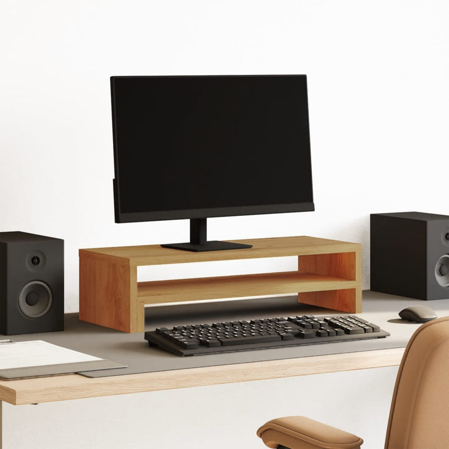 Monitorstandaard 54x22x15 cm bewerkt hout artisanaal eikenkleur