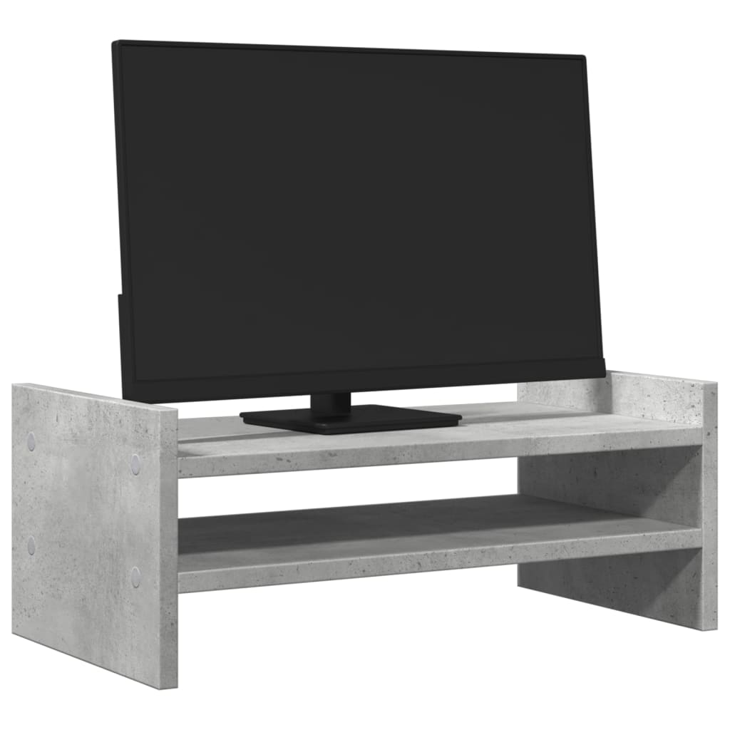 Monitorstandaard 50x27x20 cm bewerkt hout betongrijs