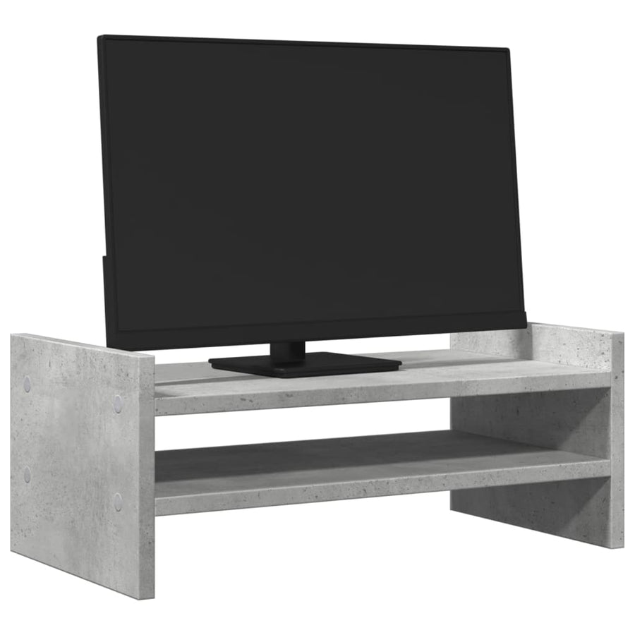 Monitorstandaard 50x27x20 cm bewerkt hout betongrijs