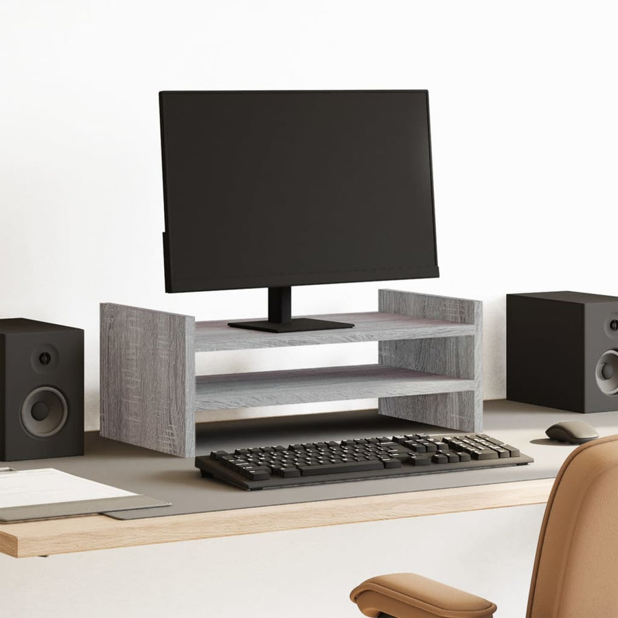 Monitorstandaard 50x27x20 cm bewerkt hout grijs sonoma eiken
