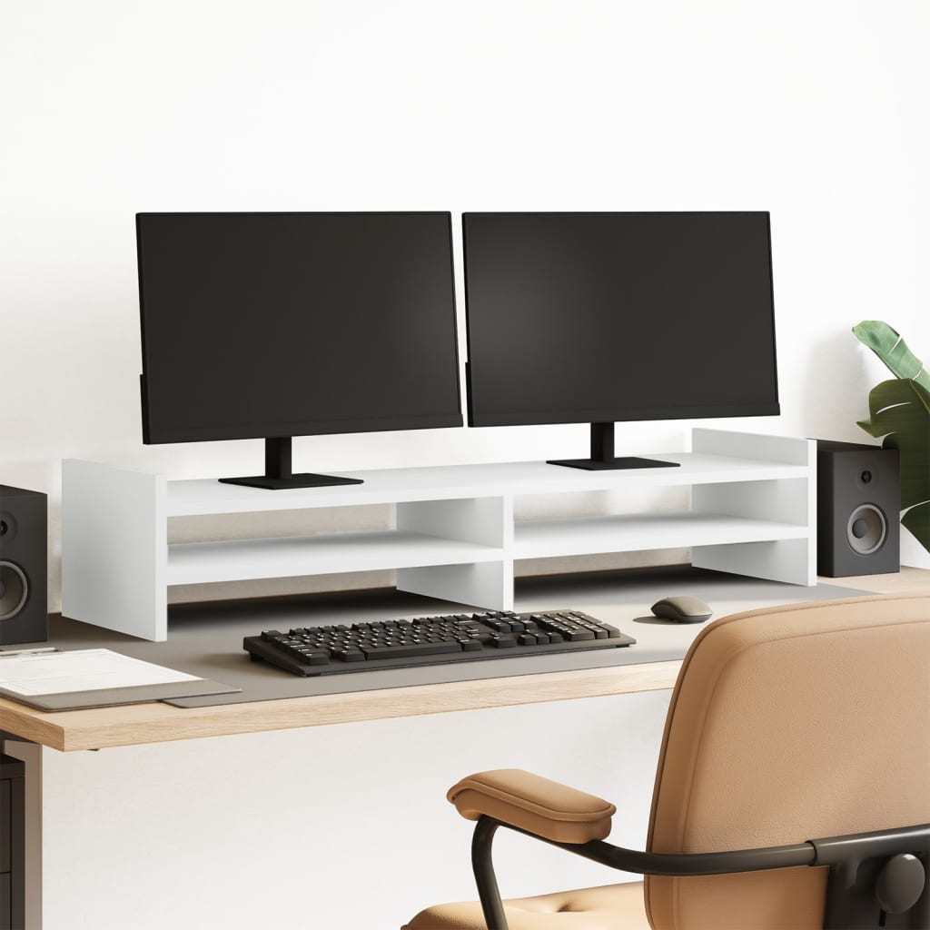 Monitorstandaard 100x27x20 cm bewerkt hout wit