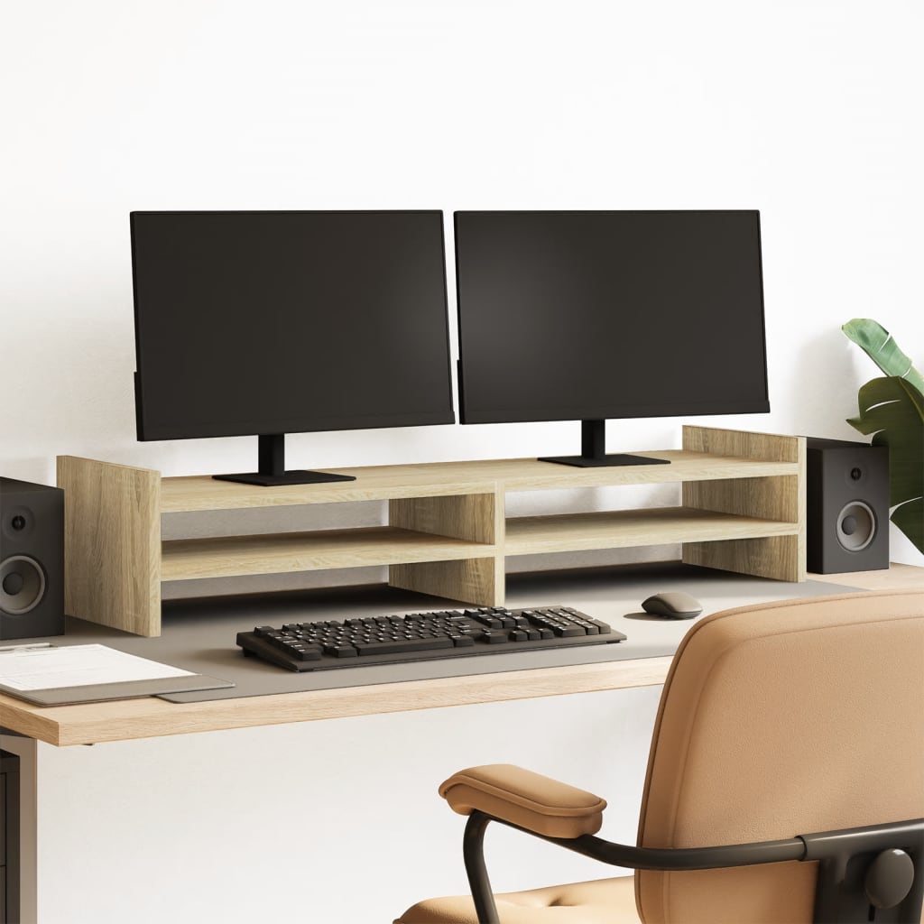 Monitorstandaard 100x27x20 cm bewerkt hout sonoma eikenkleurig