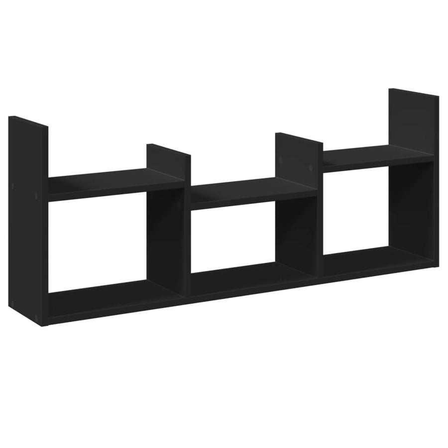 Wandkast 100x18x40 cm bewerkt hout zwart