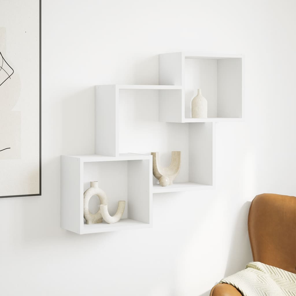Wandkast 78x18x71 cm bewerkt hout wit