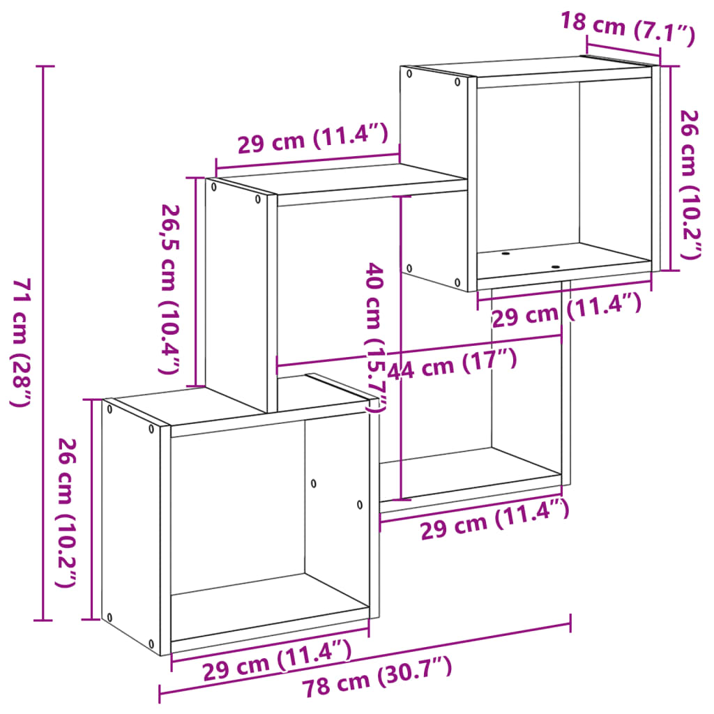 Wandkast 78x18x71 cm bewerkt hout wit