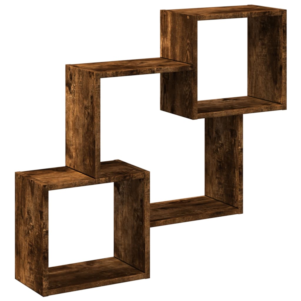 Wandkast 78x18x71 cm bewerkt hout gerookt eikenkleurig