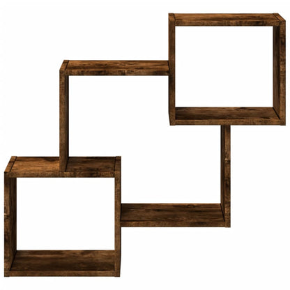 Wandkast 78x18x71 cm bewerkt hout gerookt eikenkleurig